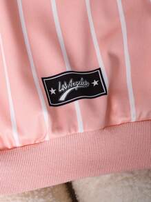 Teen Girl Casual Pullover Sweatshirt, Round Neck Pink Fabric Black Letter Print, Suitable For School, Sports, Commuting, Travel, Can Be Paired With Pants, Sweatpants, Jackets Fall Winter - Pink - View 5