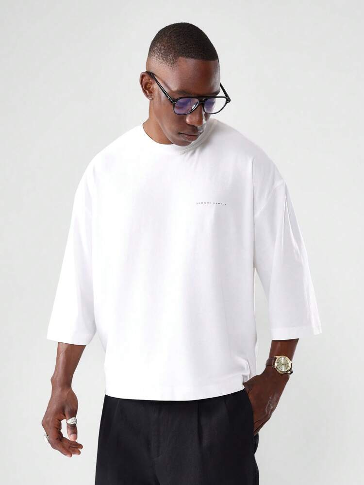 Essential – Kastenförmiges T-Shirt mit Dreiviertelärmeln und minimalistischem Design