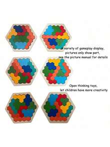Wooden Honeycomb Puzzle Colorful STEM Learning Toys Brain Teaser Game Logic Training Solid Wood Blocks Family Game Night Vibrant Colors - Multicolor - View 4