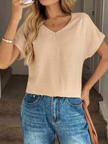 SHEIN LUNE V-Neck Sleeveless Basic Casual/Vacation Elegant Blouse For Women