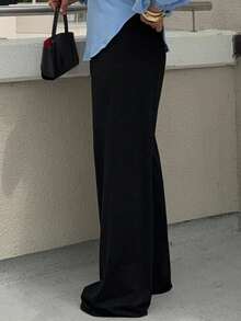 Jeta Ari Quần baggy dệt kim màu trắng mềm mại, quần rộng rãi - màu đen - Xem 4