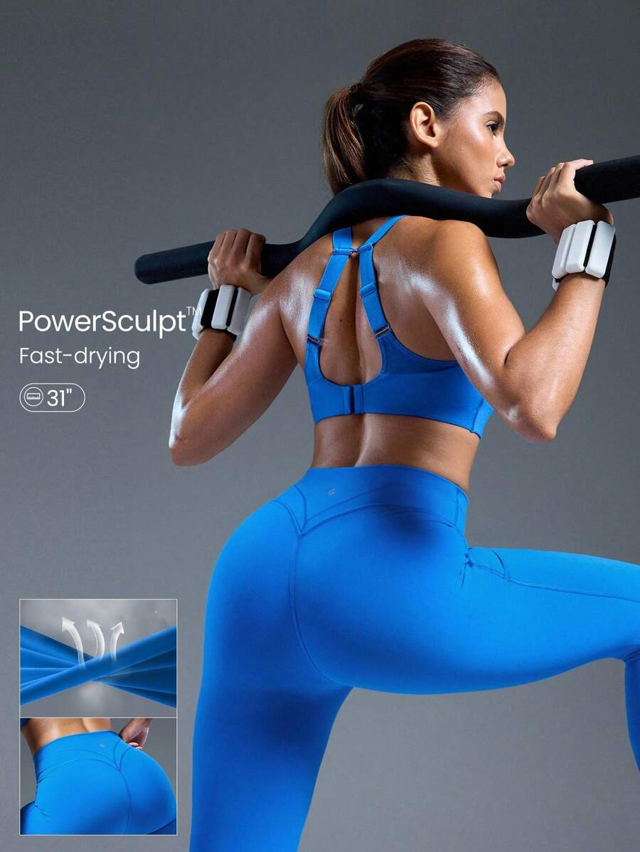 GLOWMODE 31英寸Powersculpt™-Air训练日速干弹力修身接缝紧身裤高强度跑步慢跑健身房锻炼