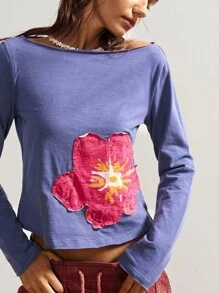 Bohemela Autumn/Winter Boho Casual Solid Color Knit Fitted Women's Graphic T-Shirt,Fall Tops