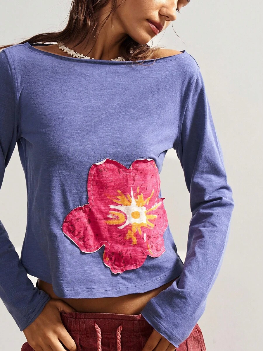 Bohemela Autumn/Winter Boho Casual Solid Color Knit Fitted Women's Graphic T-Shirt,Fall Tops