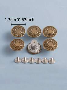 SHEIN 10pcs/Box Adjustable Detachable Metal Jeans Buttons, No Sewing Required For Jeans, Pants, Clothing Accessories - Bronze - View 5