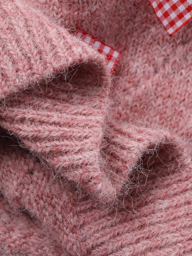 Baby Girl Bow Decor Korean Style Round Neck Vest, Baby Girl Cardigan Fall, Winter Toddler Girls Clothes