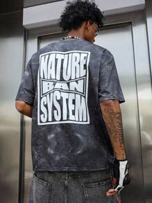 PAVTROS 男士休闲日常街头字母印花 T 恤 - 彩色 - 查看 1