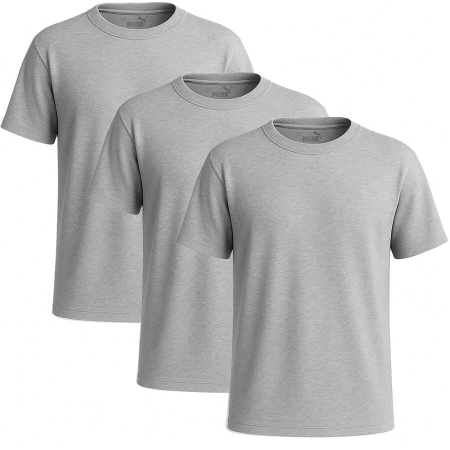 Puma Men's Blank 3-Pack T-Shirt - Grey - Grey - View 1