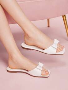 CUCCOO DOLLMOD Women's Fashion White Bow Adorable Flat Sandals