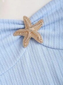 Sweetra Women's New Spring & Summer Suitable For Beach Vacation Elegant Textured Fabric Halter Neck Tie Front Ruched Metallic Decor Tiered Ruffle Hem Playful Mini Dress - Blue - View 5