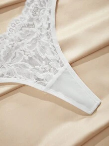 Charlaine 花卉蕾絲內衣套裝 - 白色 - 查看 4