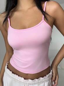 SHEIN EZwear 女士粉色休闲性感吊带背心，适合夏季