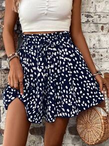 Breezaya Quần culottes nữ dáng rộng, thắt eo xếp ly, in họa tiết toàn thân. - Màu xanh hải quân - Xem 5