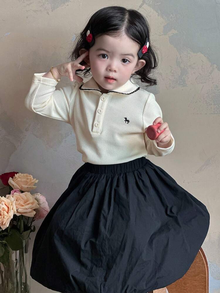 Toddler Girls' Casual Korean Style Loose Short Sleeve Top