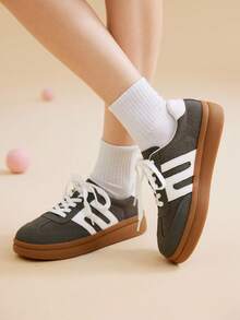 CUCCOO EASI Women's Fashion White German Shepherd Thick Sole Casual Sneakers - Dark Grey - View 4