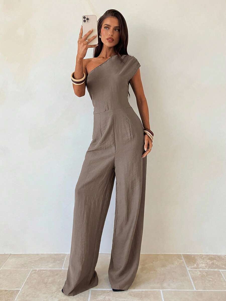 Aloruh 女士通勤修身连体裤 - 卡其色 - 查看 1