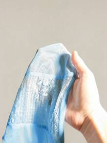 SHEIN ICON Women's Blue Lace, Sequin & Mesh Splice Front Circular Ring Tie Ruched Hollow Slim Sexy Camisole For Summer - Blue - View 11