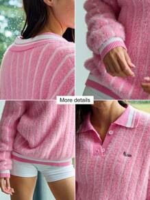 Fluxe Women's Everyday Casual Loose Fit Long Sleeve Knit Sweater,Back To School Pink Sweater,Back To School,Autumn Clothes