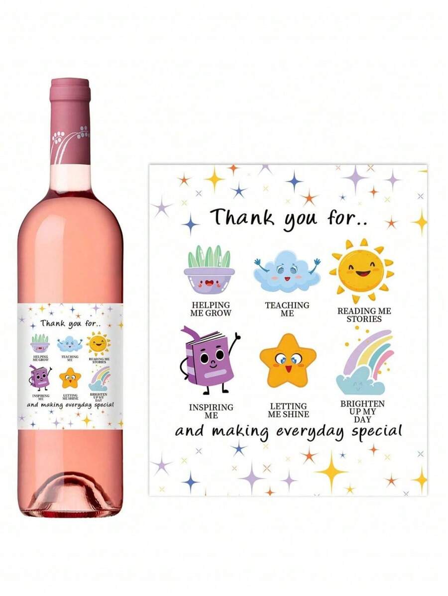4 buc autocolante pentru sticle de vin cu mesaj de mulțumire pentru profesori, etichete pentru sticle de vin cu mesaj de apreciere pentru profesori, cadou de mulțumire pentru mentori, profesori, perfecte pentru ziua de naștere și sărbătorile de Ziua Profesorului, rechizite școlare, înapoi la școală