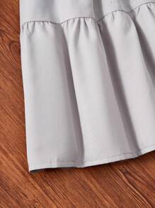 青少年女孩蝴蝶结装饰长袖夹克和连衣裙套装