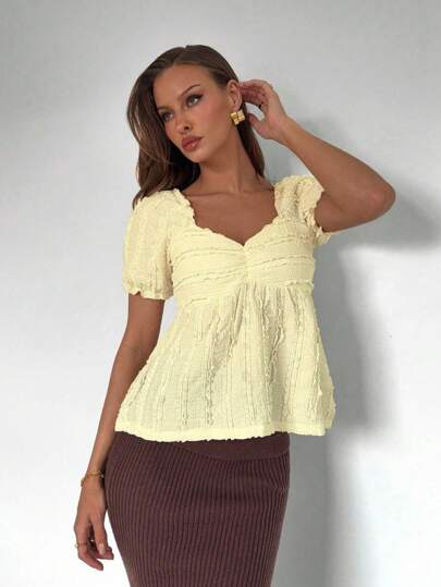 Roylia Textured Fabric T-Shirt, Short Sleeve T-Shirt, Casual T-Shirt