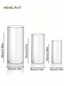 10/15/20 Cm High Glass Vases Cylinder Vase Tulip Vase For Table Decoration 1 Pack Vase Tall Glass Cylinder- Glasses For Candles, Flowers, Pebbles, Shells, Beads & Lantern Glass - Transparent Glass Vase Cylinder - Vases Wedding Table