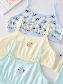 3pcs/Set Young Girl' Cute Rabbit Series Minimalist Sweet Camisole & Panty Set