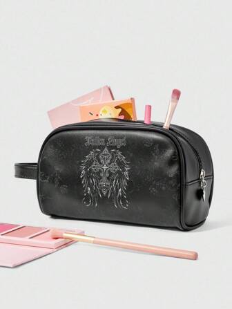 Goth Gothic Style Letter Print Fashion Portable Large Capacity Cosmetic Bag
