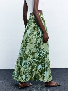 Maija Chân váy nữ in hoa có thắt lưng, phong cách Bohemian, dáng chữ A rộng rãi, thích hợp cho kỳ nghỉ xuân/hè, đi chơi, công sở, đi biển, phong cách thanh lịch dành cho giáo viên, trang phục phong cách Bohemian. - màu xanh lá - Xem 4