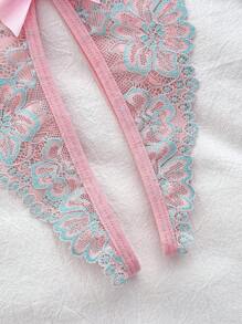 PetitDoll 优雅透明粉色针织面料内衣套装，外出 - 粉色 - 查看 8