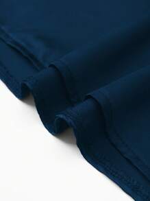 SHEIN PETITE CURVE Váy satin đa năng thanh lịch cỡ lớn dành cho nữ, kiểu dáng nữ tính - Màu xanh hải quân - Xem 4