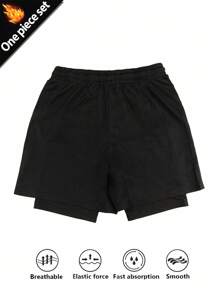 Manfinity Sport Corelite Men's Contrast Color Print Drawstring Waist Sports Shorts