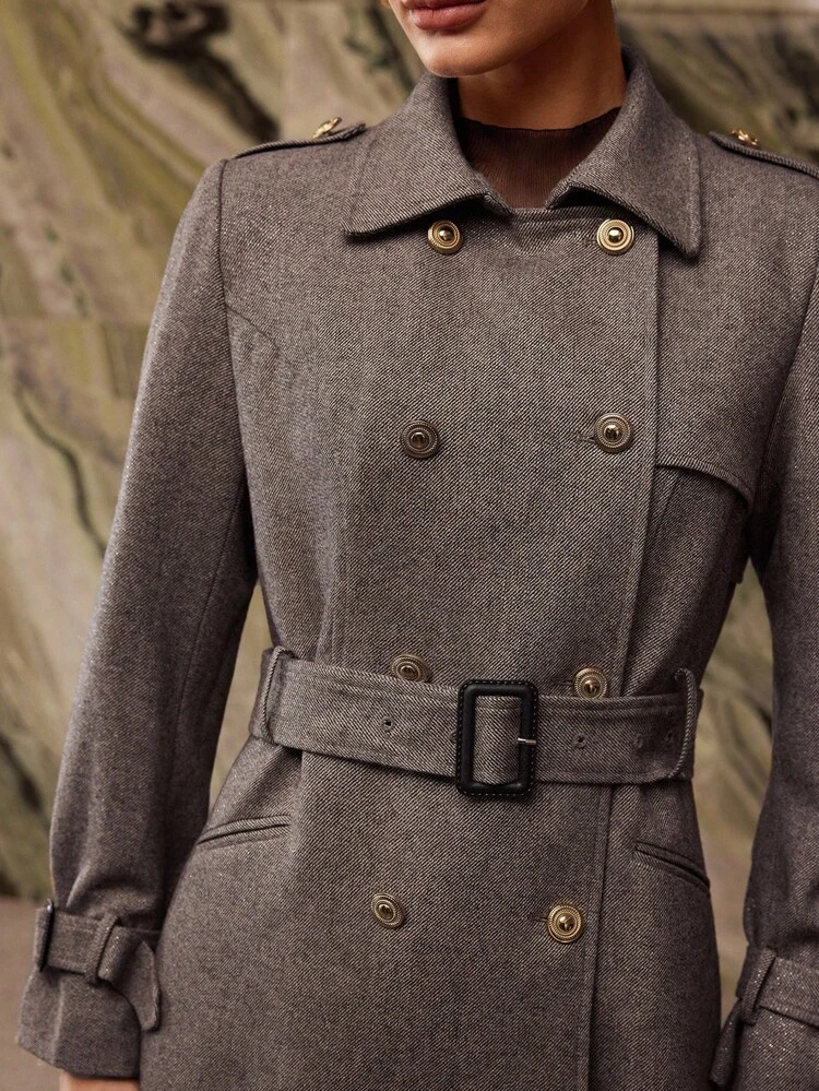 DOUBLE BREASTED BELTED OVERCOAT
