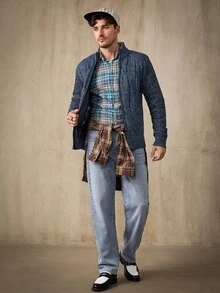 RivetRise Quần jeans ống đứng màu xanh nhạt, đơn giản, rách dành cho nam - Rửa nhẹ - Xem 2