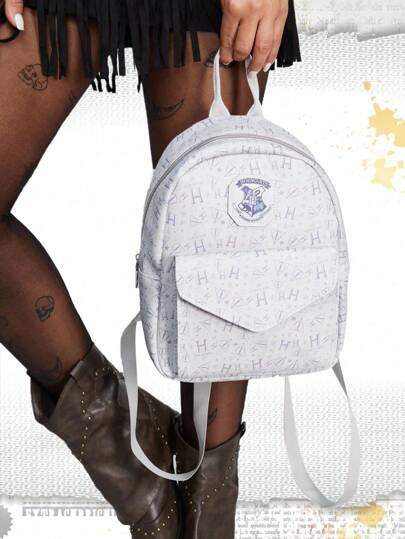 Harry Potter | ROMWE Letter Graphic Vintage College Style Large Capacity Commuter Versatile Zipper Backpack
