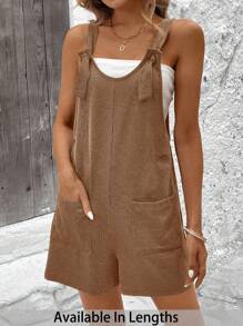 SHEIN Tall CURVE Plus Size Women's Summer Casual Loose Jumpsuit With Adjustable Shoulder Strap And Double Pockets - Mocha Brown - View 1
