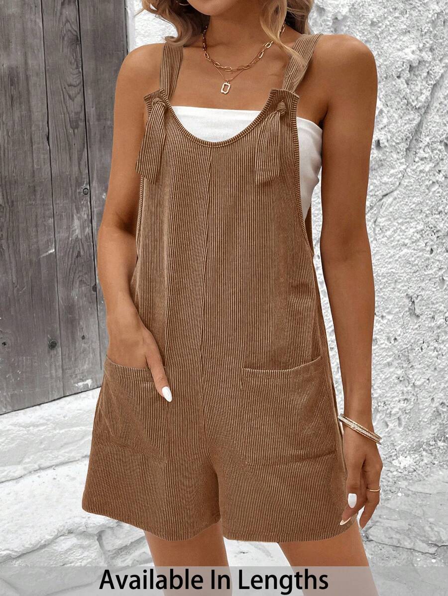SHEIN Tall CURVE Plus Size Women's Summer Casual Loose Jumpsuit With Adjustable Shoulder Strap And Double Pockets - Mocha Brown - View 1