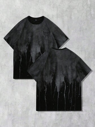 Grunge Punk Herren T-Shirt mit feinem Pünktchen-Muster und Kurzarm, geeignet für die tägliche Nutzung im Frühling/Sommer