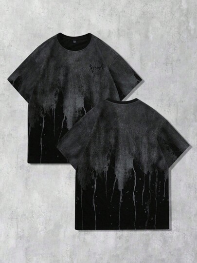 Grunge Punk Men's Fine Polka Dot Print Short Sleeve T-Shirt, Suitable For Daily Wear In Spring/Summer