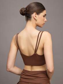 Activina Women's Solid Color Drawstring Camisole Ballet Leotard - Brown - View 2