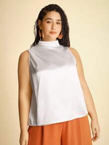 CAJUNI Damen Ärmellose Tanktop in Unifarbe mit Schleife - Boho Damenbekleidung/Westernmode für Damen/Lässig Damenshirts - Basics