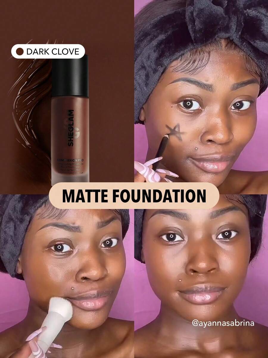 SHEGLAM Complexion Pro 持久透氣啞光粉底液-深色丁香啞光防汗粉底液控油全覆蓋無孔遮瑕防水無瑕不褪色輕盈液體粉底液 品牌 美容 化妝 化妝品 適合女性與女孩 完美搭配夏季春季 Y2K 時尚 流行 生日 母親節禮物 假期 派對準備就緒 最佳顏色