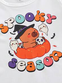 SHEIN 2 Stücke Halloween-Motiv Rundhals Langarm Oberteile für Baby Jungen, Herbst - Verschiedenfarbig - Übersicht 3