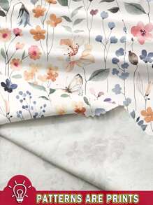 SHEIN VCAY 大码花卉印花吊带背心和背心套装，夏季 - 藍白色 - 查看 3