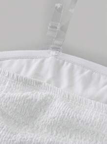 SHEIN 青少年女孩休闲时尚百搭褶皱腰拼接不对称荷叶边下摆连衣裙，白色连衣裙，适合周末、休闲外出、返校、毕业派对、生日聚会、秋冬