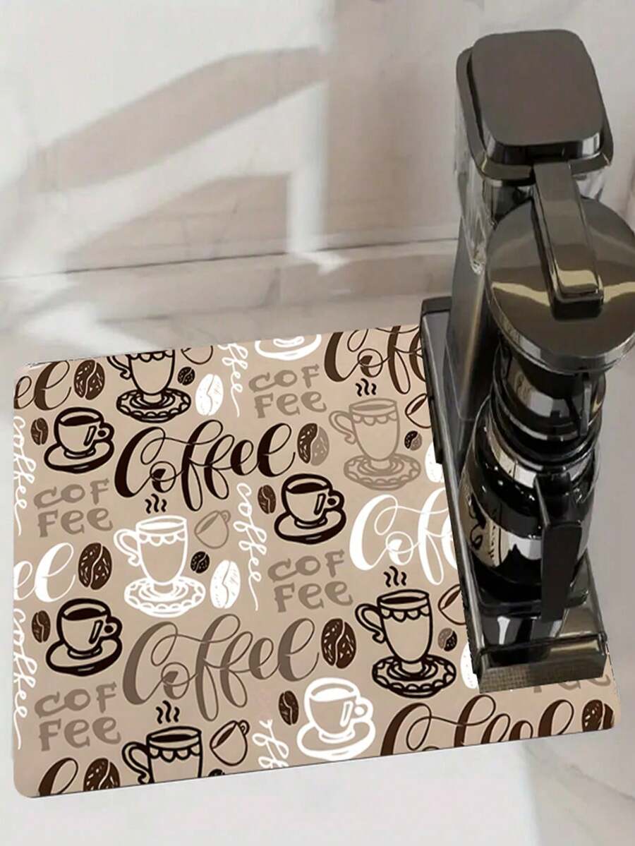 SHEIN 1pc Coffee Mat, Coffee Cup Drying Mat, Coffee Machine Countertop Mat, Coffee Enthusiast Rubber Tableware Drying Mat, Kitchen Splash Proof Mat,Non-Slip Kitchen Mats For Sink Side, Natural And Hygienic Kitchen Essential For Home And Kitchen Room Decor, Part Of Your Cozy Fall& Winter Styles And Christmas Decorations