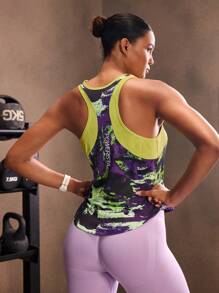 Powerista 女式扎染印花圆领休闲健身运动背心 - 彩色 - 查看 3
