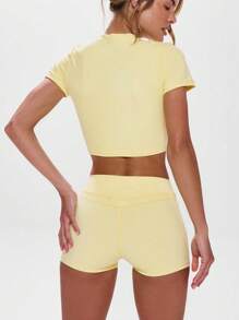 Musera Sport Quần đùi thể thao ôm sát, thích hợp cho tập luyện tại phòng gym, chơi padel, tennis, pickleball. - Màu vàng - Xem 3