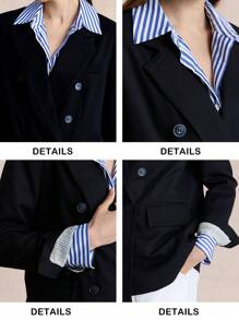 Briarwyn 女士纯色双排扣商务西装外套 女士工作服 女士夏季服装 秋冬季 - 黑色 - 查看 8