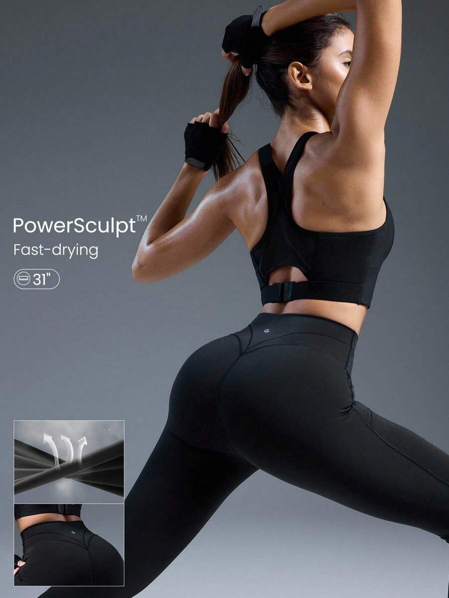 GLOWMODE 31" Powersculpt™-Air Training Day Quick-Dry Stretchy Flattering Seam Leggings High-Impact Running Jogging Gym Workout Fall Winter